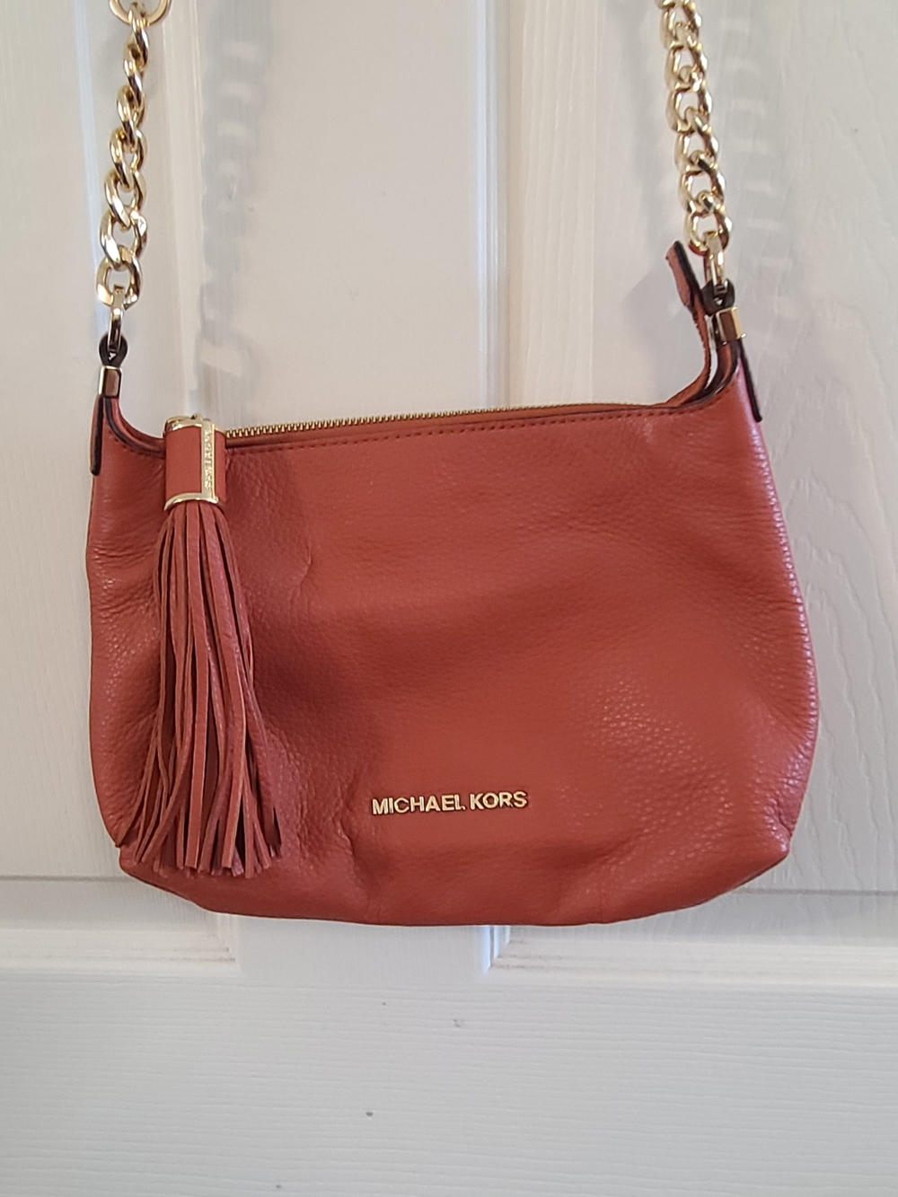 Michael Kors Women's Leather Tassel Shoulder Bag - Brick Orange